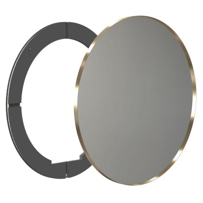 Unu Spiegel mit LED Beleuchtung rund (Set), ø 100 cm, Gold gebürstet