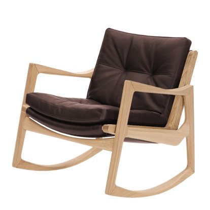 Euvira Schaukelstuhl Soft, Eiche natur, Leder Classic chocolate