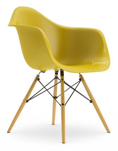 Eames Plastic Armchair DAW, Senf, Ohne Polsterung, Ohne Polsterung, Standardhöhe - 43 cm, Ahorn gelblich