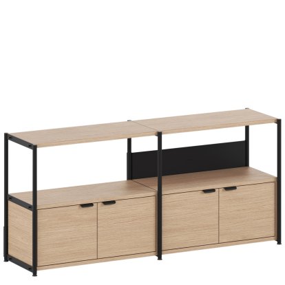 Unit Sideboard Holz, 2 x Doppeltür, Eiche / Graphitschwarz