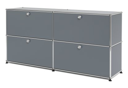 USM Haller Sideboard L, individualisierbar, Mittelgrau RAL 7005, Mit 2 Klappen, Mit 2 Klappen