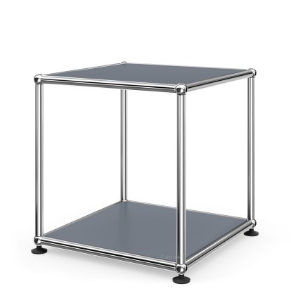 USM Haller Beistelltisch 35, Oben und unten Metall, Mittelgrau RAL 7005