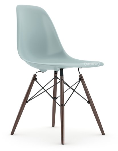 Eames Plastic Side Chair DSW, Eisgrau, Ohne Polsterung, Ohne Polsterung, Standardhöhe - 43 cm, Ahorn dunkel