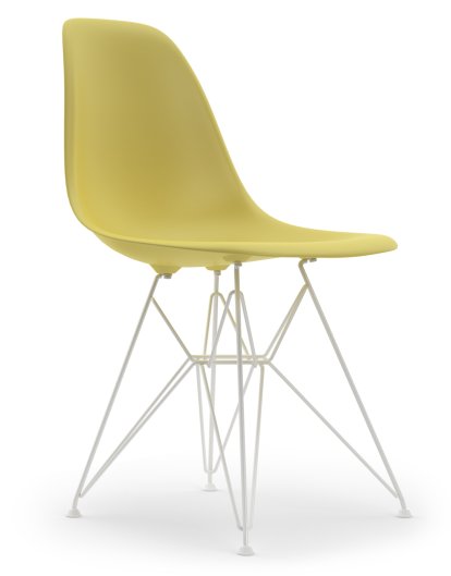 Eames Plastic Side Chair DSR, Citron, Ohne Polsterung, Ohne Polsterung, Standardhöhe - 43 cm, Beschichtet weiß
