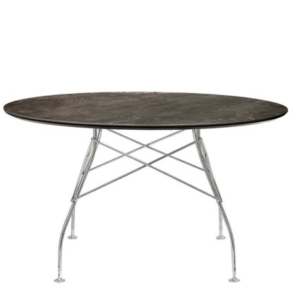 Glossy Tisch, Rund Ø128 cm, verchromt, Aged Bronze