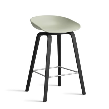 About A Stool AAS 32 Barhocker, Küchenvariante: Sitzhöhe 64 cm, Eiche schwarz lackiert / Edelstahl, Pastel green 2.0