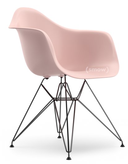 Eames Plastic Armchair DAR, Zartrosé, Ohne Polsterung, Ohne Polsterung, Standardhöhe - 43 cm, Beschichtet basic dark