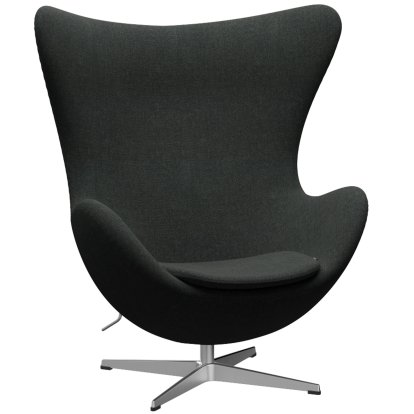 Egg Chair, Re-wool, 198 - Black/natural, Satingebürstetes Aluminium, Ohne Fußhocker