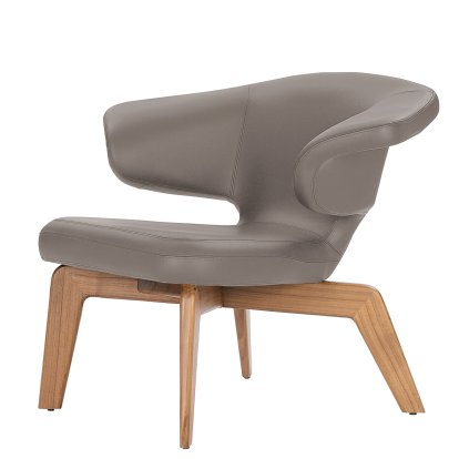 Munich Loungesessel, Classic Leder grau, Nussbaum