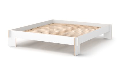 Siebenschläfer Bett, 180 x 200 cm, Ohne Kopfteil, Weiß, Mit Roll-Lattenrost