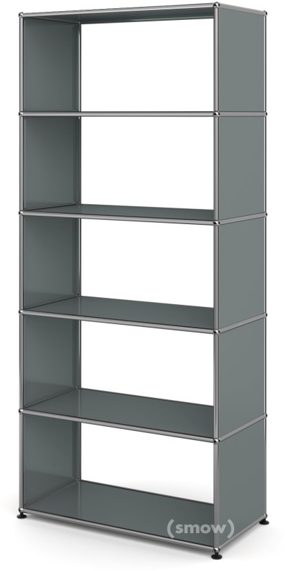 USM Haller Wohnzimmer Regal M Typ 1, ohne Rückwand, Mittelgrau RAL 7005