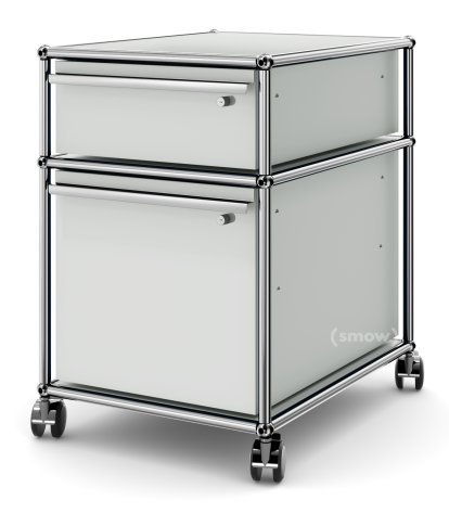 USM Haller Rollcontainer mit Hängeregistratur, Alle Fächer mit Schloss, Lichtgrau RAL 7035
