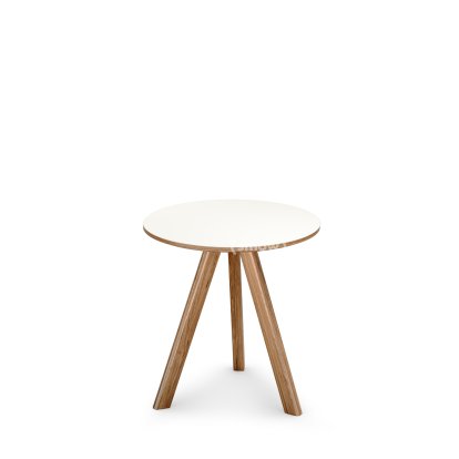 Copenhague Round Tisch CPH20, Ø 50 x H 49, Eiche lackiert, Linoleum off-white