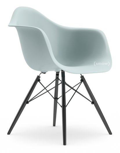 Eames Plastic Armchair DAW, Eisgrau, Ohne Polsterung, Ohne Polsterung, Standardhöhe - 43 cm, Ahorn schwarz
