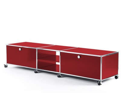 USM Haller TV-Lowboard XL auf Rollen, USM rubinrot