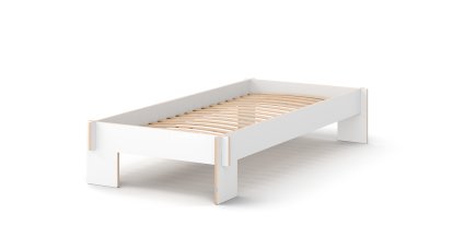 Siebenschläfer Bett, 90 x 200 cm, Ohne Kopfteil, Weiß, Mit Roll-Lattenrost