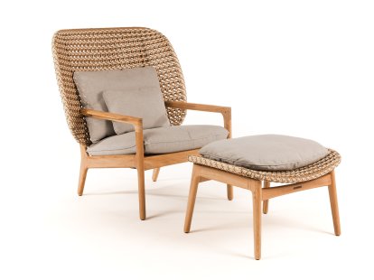 Kay Highback Lounge Chair, Harvest, Fife Rainy Grey, Mit Ottoman