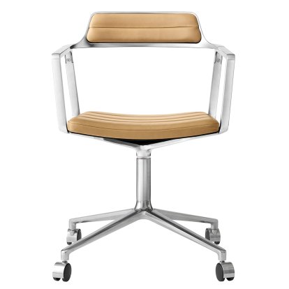 Swivel 452 Drehstuhl auf Rollen, Leder camel, Poliert