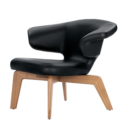 Munich Loungesessel, Classic Leder schwarz, Nussbaum