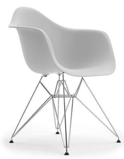 Eames Plastic Armchair DAR, Cotton white, Ohne Polsterung, Ohne Polsterung, Standardhöhe - 43 cm, Verchromt