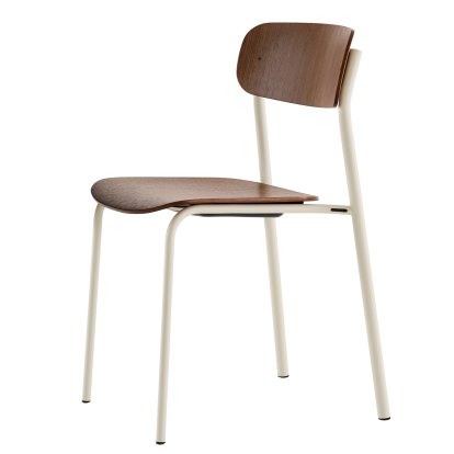 S 243 Stuhl, Perlweiß (RAL 1013), Nussbaum klar lackiert