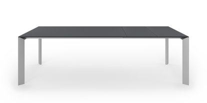 Nori Esstisch, Fenix grau Bromo mit schwarzer Kante, L 166-260 x B 100 cm, Aluminium eloxiert