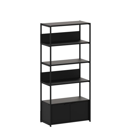 Unit Regal Stahl, 180 cm, 1 x Doppeltür, Graphitschwarz