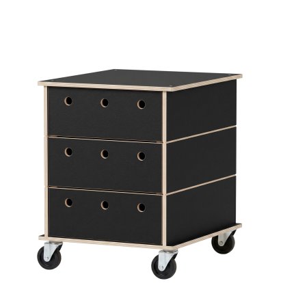 Lader Rollcontainer, 3 Schubkästen, Schwarz