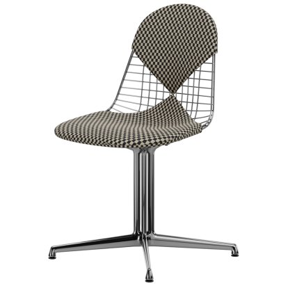Wire Chair DKL, Aluminium poliert, Sitz- und Rückenkissen (Bikini), Checker