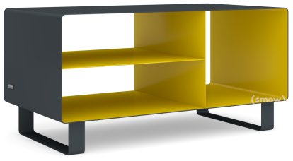 HiFi Lowboard R 104, Anthrazitgrau (RAL 7016) - Verkehrsgelb (RAL 1023), Kufen lackiert in Außenfarbe