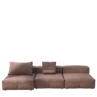 Vetsak Sofa Set 4, Leather - Stone, Mit Kissen