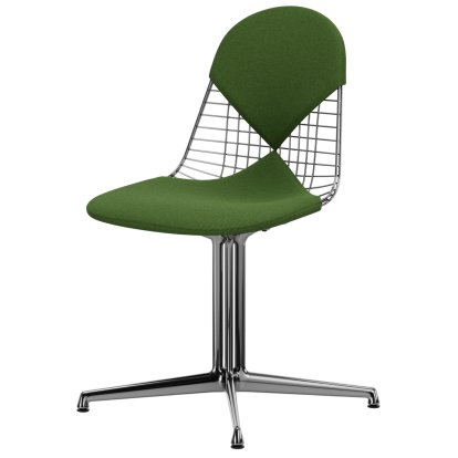 Wire Chair DKL, Aluminium poliert, Sitz- und Rückenkissen (Bikini), Wiesengrün / forest