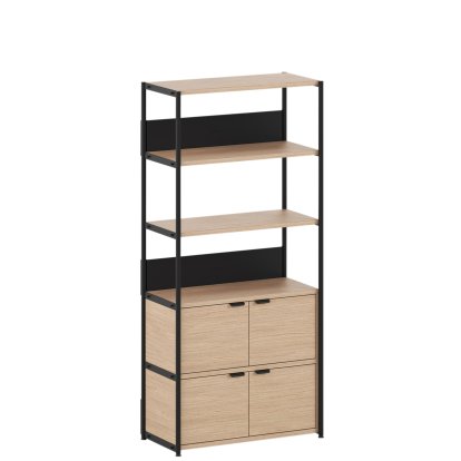 Unit Regal Holz, 180 cm, 2 x Doppeltür, Eiche / Graphitschwarz