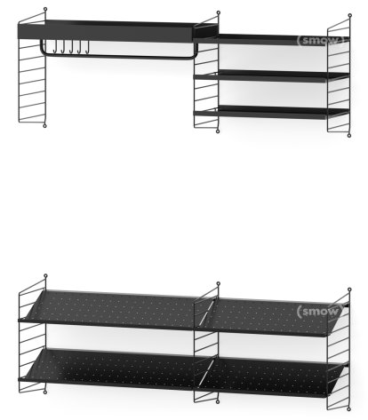 String System Garderobe, Variante 2 (B 140cm), Schwarz