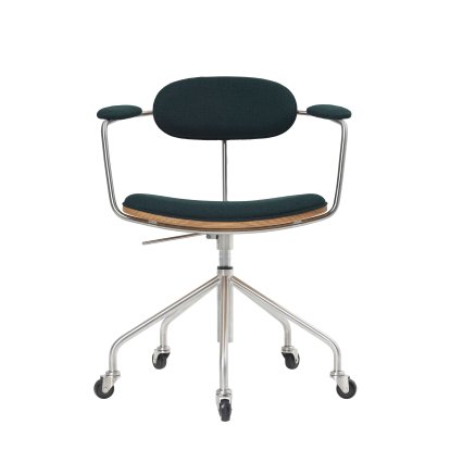 CH621 Swivel Drehstuhl, Eiche geölt, Stoff dunkelgrün (Vidar 1062), Edelstahl
