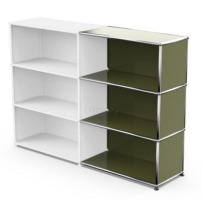 USM Haller Anbaupaket Horizontal 3, Olivgrün RAL 6003, 35 cm