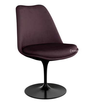 Saarinen Tulip Stuhl, drehbar, gepolsterte Innenschale und Sitzkissen, schwarz, Plum (Eva 119)