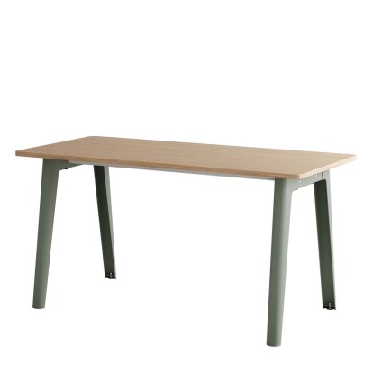 New Modern Schreibtisch, Metall/Holz, 150 x 70 cm, Ohne Aufbewahrungsmodul, Eukalyptusgrau