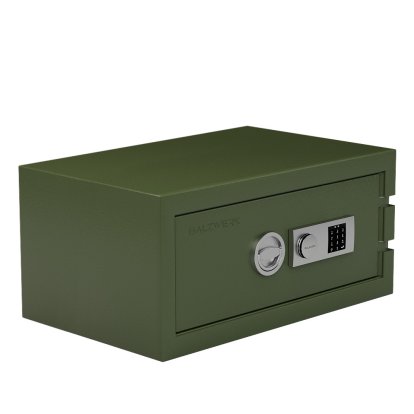 Balzsafe Connect Tresor für USM Haller Regale, 75 cm x 35 cm x 50 cm, Olivgrün RAL 6003, Elektronisches Zahlenkombinationsschloss mit Revisionsschlüssel